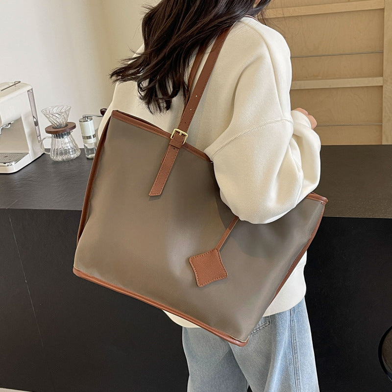 Brown New Large Capacity Tote Bag - Simple, Versatile Handbag for Casual Outings, Lightweight and Stylish - One Red Hill